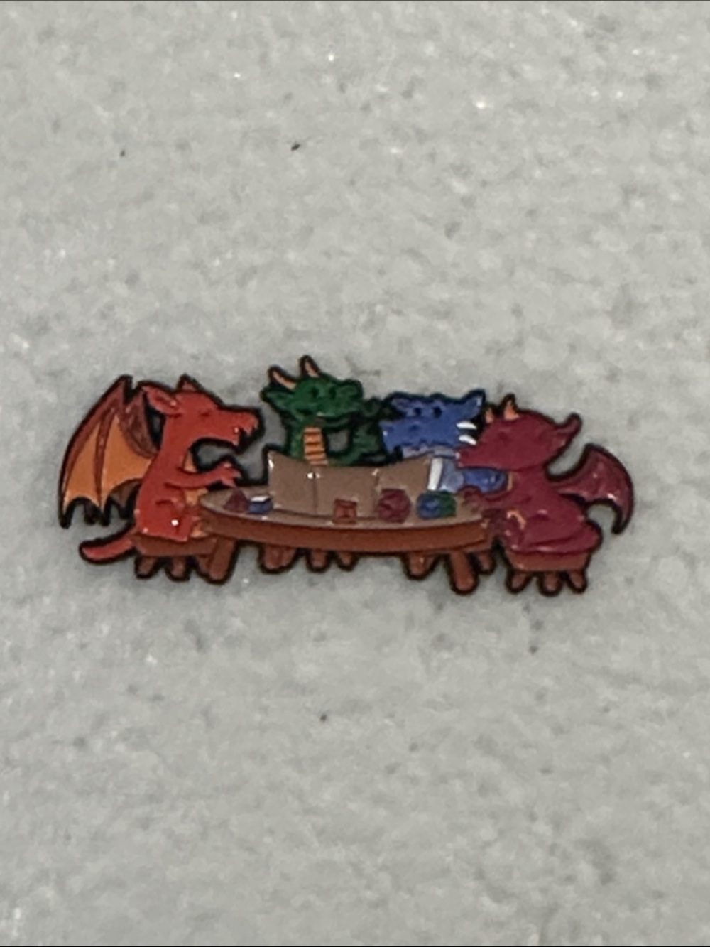 Dragons Playing Houses & Humans Enamel Pin - Multi-Color